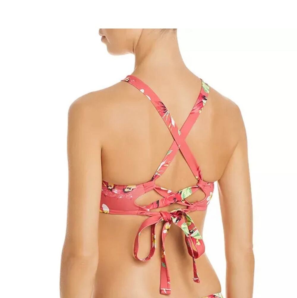 NWT AQUA Swim Coral Cross Back Bralette Swimsuit Bikini Top Small